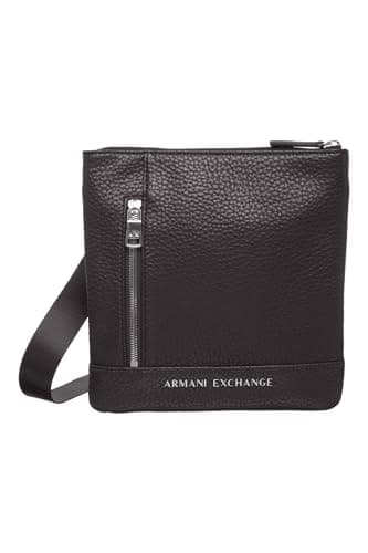 Image of Armani Exchange Men's Pebble Armani Crossbody Flat, Black, black, One Size