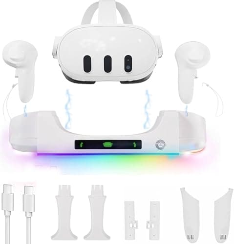 Image of Charging Dock for MetaQuest 3S/Quest 3 Headset and Controller, Wall-mountable Charging Station Display Stand for Quest 3S Accessories