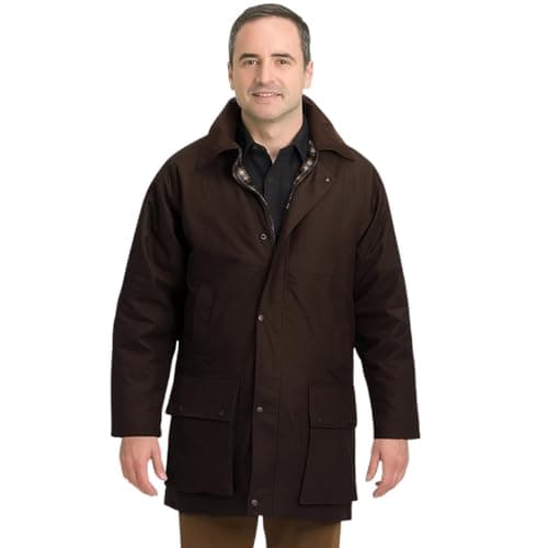 Image of Game Technical Apparel New British Quilted Padded Country Wax Cotton Rain Jacket (L, Brown)