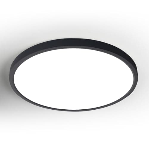 Image of LVL 16 Inch LED Ceiling Light 32W, 40cm Round Flush Mount LED Ceiling Lamp, CCT Adjustable & Easy Install, Modern Lighting for Living Room, Bedroom, Kitchen, Office (Black)