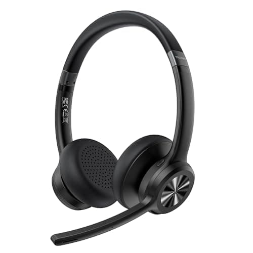 Image of TECKNET Bluetooth Headset Wireless Headset with Microphone Noise Canceling, 50H Playtime & Mute, Wireless Headphones with Mic Bluetooth 5.2 On-Ear Headphones for Trucker Cellphone Office Call Center