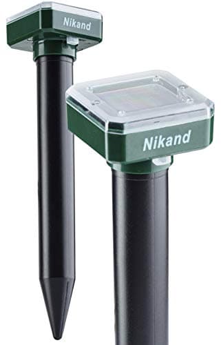 Image of NIKAND Solar Mole Repellent Ultrasonic 2 Pack Outdoor Powered Sonic Deterrent - Mole Stopper Scare Vole for Lawn Garden & Yard Home - Groundhog Repeller Snake Rodent Gopher Spikes Chaser Pest (2 Pack)