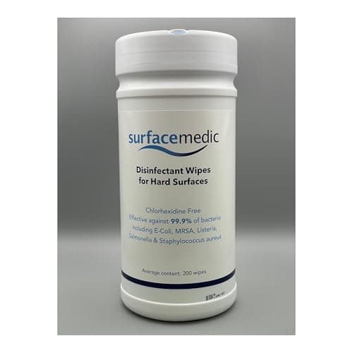 Image of SurfaceMedic Antibacterial Disinfectant Wipes, 200 Count – 70% Alcohol Pre-Moistened 200x200mm – Kills 99.99% Bacteria on Hard Non-Porous Surfaces – Door Handles, Keyboards, Gym Equipment