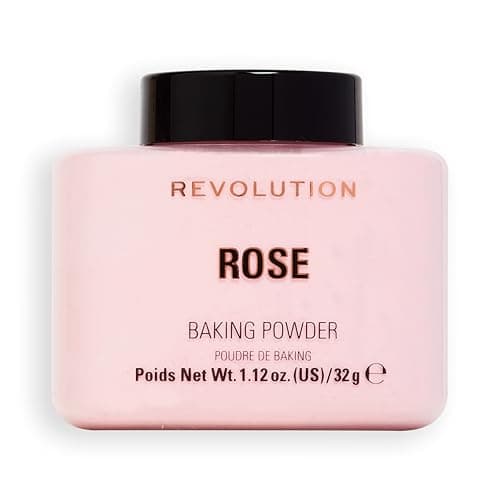 Image of Revolution Beauty London, Loose Baking Powder, Prolongs Makeup Wear, Brightening Setting Powder, For All Skin Tones, Rose, 32g