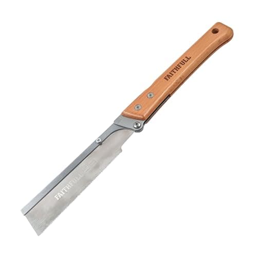 Image of Faithfull Folding Pull Saw 150mm (6in) – Compact Japanese Style Hand Saw, SK5 Steel Blade with 21 TPI Triple-Ground Teeth & FSC Wooden Handle for Fine Woodworking & Joinery