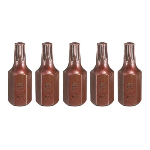 Image of sourcing map 5pcs T30 Torx Screwdriver Bit 10mm Hex Shank 30mm Length S2 Steel Security Tamper Proof 6 Point Head Hex Screw Driver Bits