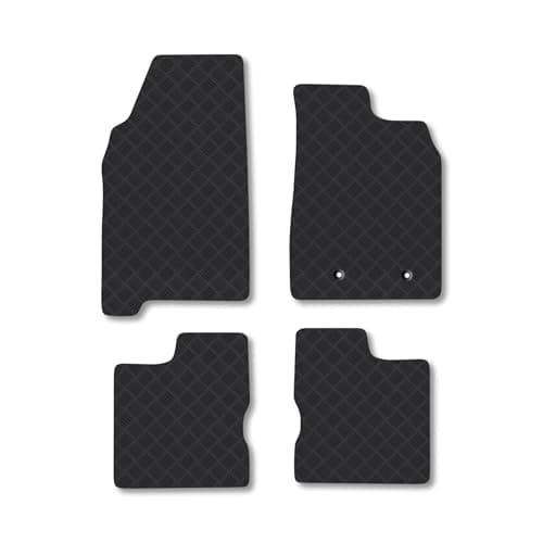 Image of Dacia Duster (2018+) [With Passanger Drawer] Rubber Car Mats Accessories Tailored Fit Compatible Accessory Waterproof Protection Non-Slip Floor Mats Full Durable Front Rear Set with Clips