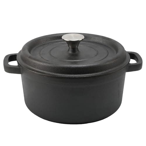 Image of 26cm Cast Iron Dutch Oven with Handles,Heavy-Duty Cast Iron Casserole Dish with Lid for Braising,Stews,Roasting,Bread Baking,Non-Coated Dutch Oven Pot for Induction Hob