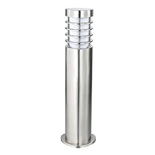 Image of National Lighting IP44 Rated Triangular Bollard Light Outdoor Driveway Patio Mains LED Bollard Lights, Brushed Stainless Steel Finish Lamp Post 500mm, 9W 240V LED ES E27 (Not Included)