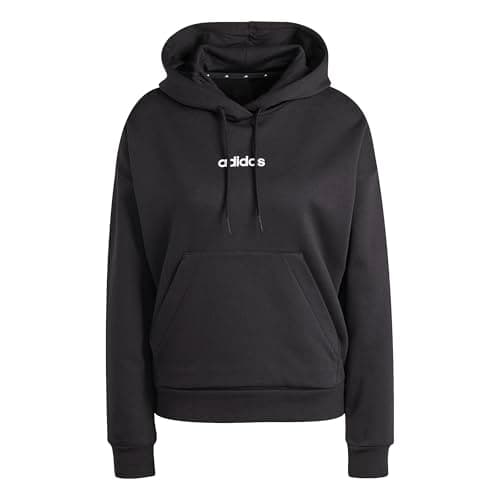 Image of adidas Women's ESSENTIALS LINEAR FLEECE HOODIE, black/white, S