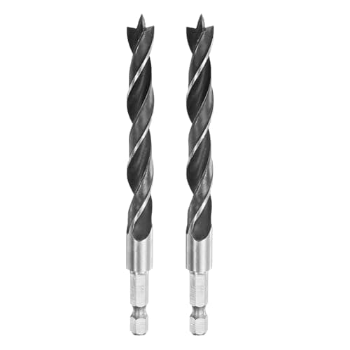 Image of sourcing map 2pcs Brad Point Drill Bits Set 3/8" Dia High Carbon Steel Spiral Wood Twist Drill Bits with 1/4" Hex Shank for Drilling Softwood Hardwood Composite Wood MDF Plywood Particleboard