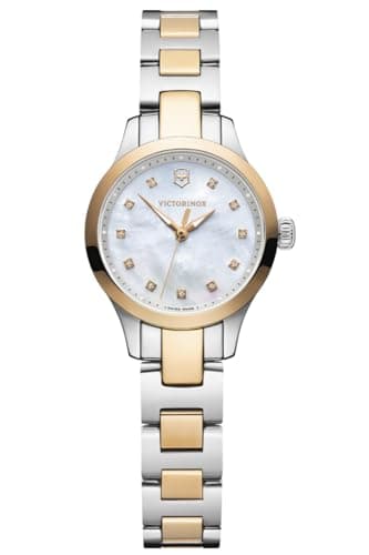 Image of Victorinox Women’s Watch Alliance XS Ø 28 mm, Swiss Made, Analogue Quartz, Water-Resistant up to 100 m, Sapphire Glass, Stainless Steel Strap, White/Silver/Rosé Gold
