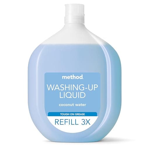 Image of Method Washing Up Liquid Refill, Washing Up Soap, Tough on Grease and Grime, Fresh Coconut Water Scent,1 x 1L