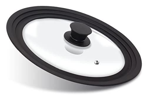 Image of Anaeat Silicone Universal Lid for Pots, Pans and Skillets - Tempered Glass Covered with Heat Resistant Silicone Rim Fits 20cm, 22cm and 24cm Diameter Cookware -Easy to Use Replacement Frying Pan Cover