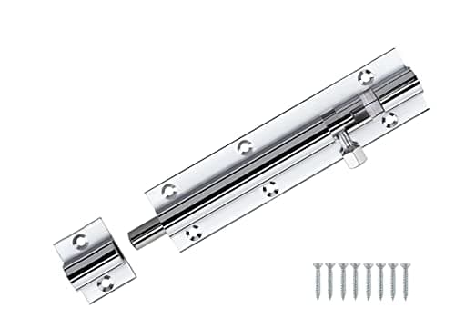 Image of TERF® Door Bolt Polished Chrome Barrel Slide Lock 150mm [6''] Door Latch with Screws Ideal for Internal and External Doors Locks for Bedroom Bathroom Toilet Shed Gate Cupboards and Cabinets - 150mm
