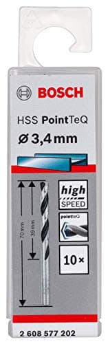 Image of Bosch Accessories 10-piece PointTeQ HSS Twist Drill Bit (for Metal, 3.4 x 39 x 70 mm, Drill Driver Accessories)