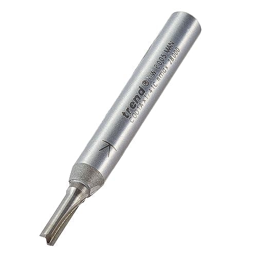 Image of Trend CraftPro Straight Two Flute Router Cutter Bit, 1/4 Inch Shank, 3mm Cut Diameter & 9.5mm Cut Length, Tungsten Carbide Tipped, C001AX1/4TC