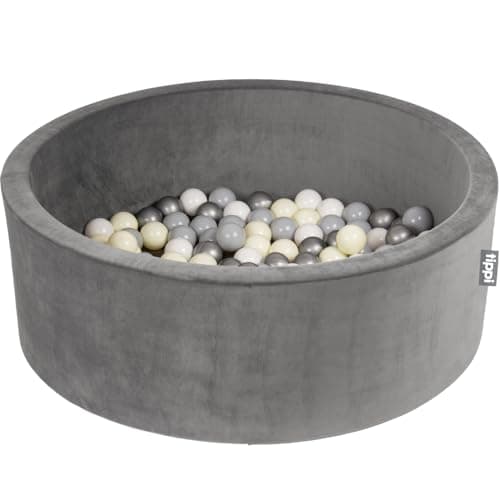 Image of Tippi Baby Ball Pit With Balls Included - Luxury Soft Velvet Ball Pool With 100 Play Balls - Foam Ball Pit For Baby - Size 90 x 30 cm