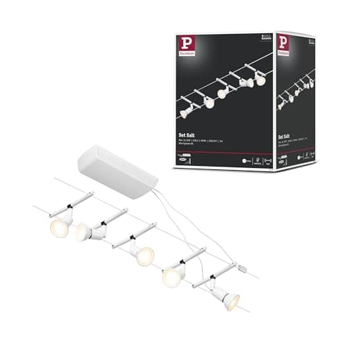 Image of Paulmann 94458 CorDuo Lighting Set - Salt DC, Max 5 x 10 Watt Extendable Wire Cable System Matt White Plastic GU5.3 Without Bulbs