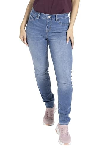 Image of Womens Jeans Trousers Super Stretch Skinny Denim Jeggings Mid-Rise Slim Fit Cotton Zip Fly Button Closure 5 Pockets Casual Essential Ladies Denim Jeans Pants All Waist Sizes 8-20 (Dark Blue, 12)