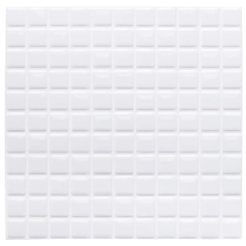 Image of Yoillione 3D Mosaic Tile Stickers for Bathroom and Kitchen - White Backsplash Wallpaper, Self Adhesive Vinyl Peel and Stick Wall Decals, 4 Sheets