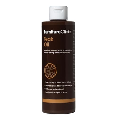 Image of Furniture Clinic Teak Oil - Outdoor Wood Oil Protects Garden Furniture - Restores Wood & Prevents Drying & Deterioration - Quick Drying - Natural Matt Finish - 500ml