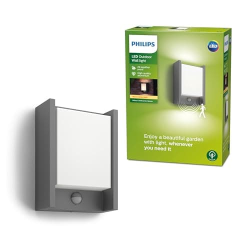 Image of Philips myGarden Arbour LED Outdoor Wall Light with Motion Sensor [Anthracite] 1 x 6 W Integrated LED Light, For Garden and Patio Lighting