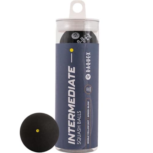 Image of Raquex Squash Balls (3, 6 or 12 Balls) - 4x Speed Options: Elite Double Yellow Dot, Intermediate Yellow, Beginner Red, Junior Blue (Yellow Dot)