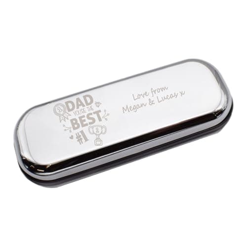 Image of Personalised Chrome Glasses Case with Dad You're the Best Design and Engraved Message, Spectacle Box