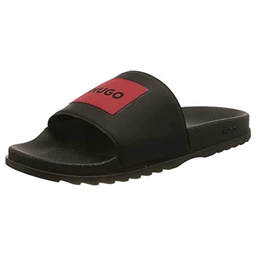 Image of HUGO Mens Match it Italian-made slides with red logo patch Size 9