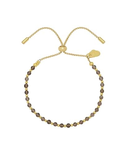 Image of Estella Bartlett Amelia Smoky Quartz Bracelet – Gold Plated Beaded Gemstone Bracelet for Women, Adjustable Dainty Everyday Jewellery Gift