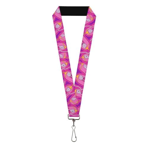 Image of Cartoon Network Lanyard, Adventure Time Princess Bubblegum Poses Collage Lavender, Elastic