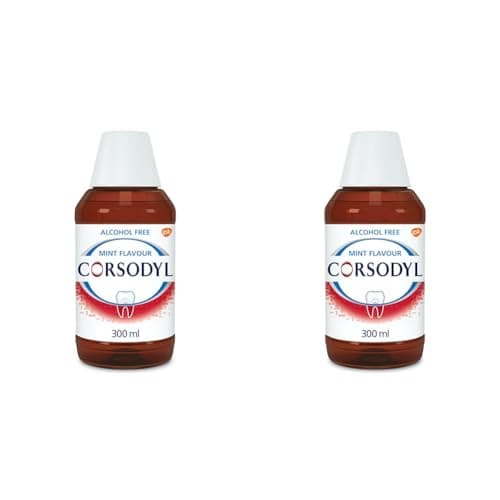 Image of Corsodyl Gum Disease & Bleeding Gum Treatment, Antibacterial Mouthwash, Alcohol Free, Mint Flavour, 300 ml (Pack of 2)