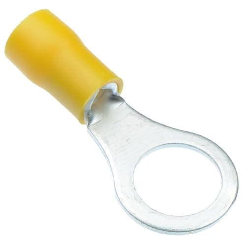 Image of 10 x Yellow 10.5mm Insulated Crimp Ring Terminal Hobby DIY Electrical Wiring