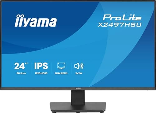 Image of iiyama X2497HSU-B1 24 inch IPS LCD with 4-side slim bezel, 120Hz, 1ms, 1920x1080, HDMI/DP/USB/USB-C
