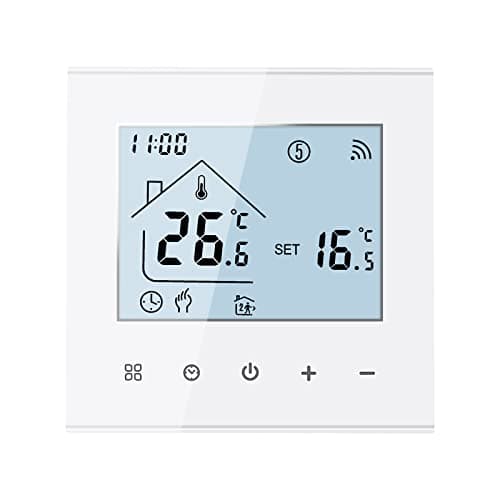 Image of MincoHome Smart Thermostat Save Energy WiFi Digital Room Thermostat Underfloor Heating Temperature Controller, Compatible with Alexa and Google Assistant (White for Electric Heating)