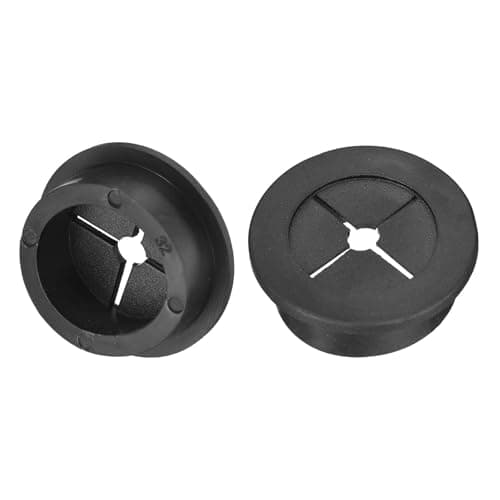Image of TA-VIGOR 2Pcs Rubber Desk Cable Grommet, 1-1/4 Inch (32mm) Flexible Cable Hole Cover for Office Desk & Worktops, Quiet Wire Organiser with Tight Fit Cable Port – Black