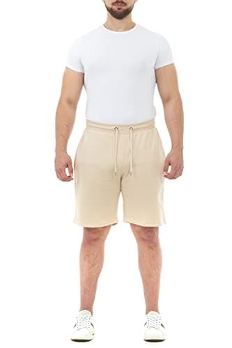 Image of M17 Mens Recycled Jogger Shorts Casual Comfy Lounge Training Summer Sports Gym Pants Pockets (M, Stone)