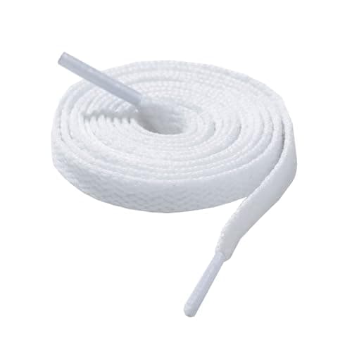 Image of CCSOFTIME Flat White Shoe laces for Trainers Converse Air Force 1,Replacement Sneaker Laces for Sport Shoes,Casual Shoe,Wide 8mm Laces for Men Women Kids Adult,(1Pair-White-100cm)