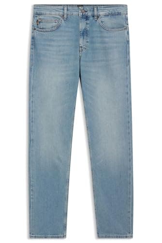 Image of BOSS Mens Delaware BO Pure-Blue Slim-fit Jeans in Comfort-Stretch Denim