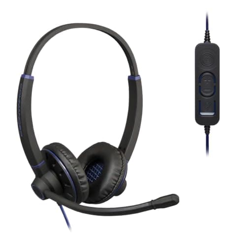 Image of JPL Headset Commander-2 (V2) Binaural, Corded, USB-A Plug & Play, Office/Contact Centre, Noise Cancelling, Soft Pouch Case, A to C USB Adapter, Compatible with Major Softphones - Black