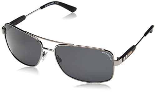 Image of Burberry Men's 3074 0BE3074 100387 63 Rectangular Sunglasses 63, Gunmetal/Gray