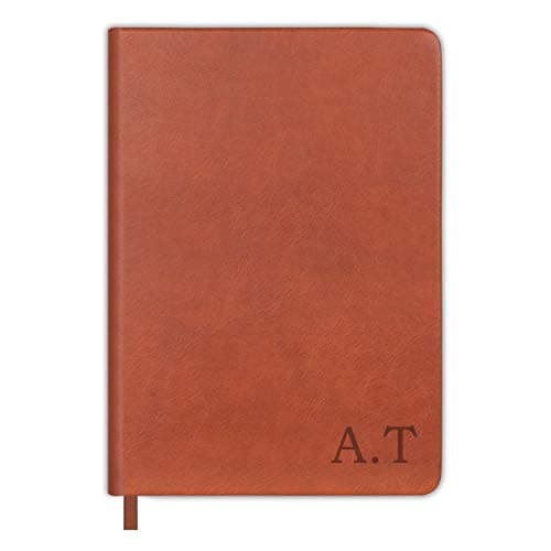 Image of Personalised Custom Notebook Notepad Lined (A5) PU Leather Effect Tan Brown Any Name Initials