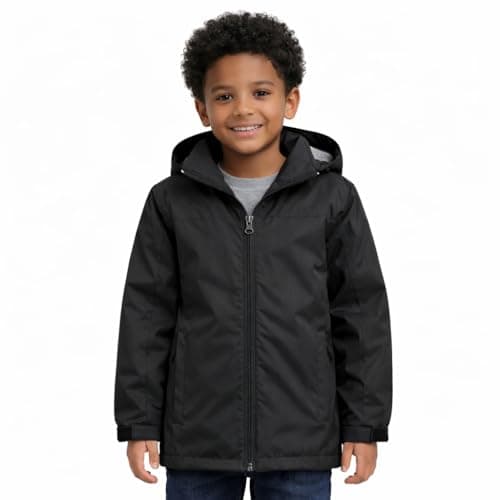 Image of Blu Apparel Kids Waterproof Jacket Childrens Rain Coat ideal for School Coat, Walking Windproof Jacket, Childrens Rain Jacket (UK, Age, 5 Years, 6 Years, Regular, Black Fleece Lined)