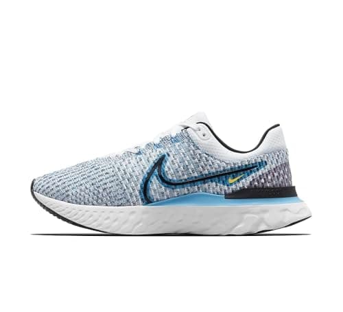 Image of NIKE React Infinity Run Flyknit 3 Men's Trainers DH5392 (White/Blue Orbit/Chlorine Blue/Black 102) UK 10 (EU 45)