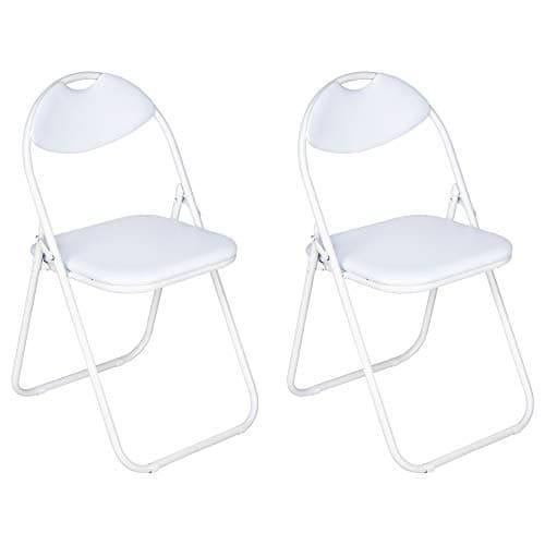 Image of Nyxi Set of 2 Folding Chair, Padded Paris Faux Leather, Home Office Dining (2 X Chair, White)