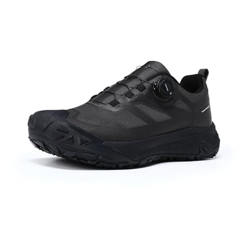 Image of YOUTHUP Men's Outdoor Hiking Shoes,Waterproof Trekking Shoes Trainers Mens Breathable Mesh & TPU, Non-Slip Quick-Adjust Rotary Closure Lightweight,Black,9