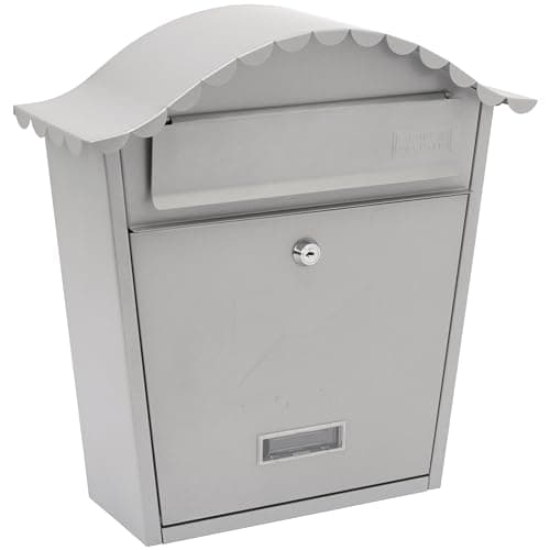 Image of Burg-Wachter MB01FG French Grey Classic Wall Mounted Galvanised Steel Lockable Weatherproof Post Box - 36x37x13cm