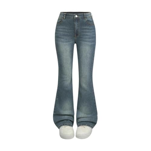 Image of BFYSFBAIG Flare Jean for Girls Teens High Stretch Skinny Mid-Rise Denim Trousers Pull On Wide Leg Bootcut Pants with Pockets for Casual Everyday Wear 13-14 Years Navy