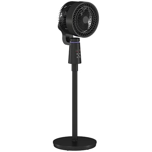 Image of HOMCOM 38" Pedestal Fan, 70°+90° Oscillating Air Circulator with Remote Control, 7H Timer, 3 Speeds, Standing Fan for Home Office, Bedroom, Black